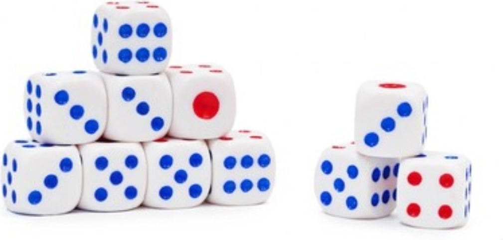 Игральный кубик классический 10 шт, белый