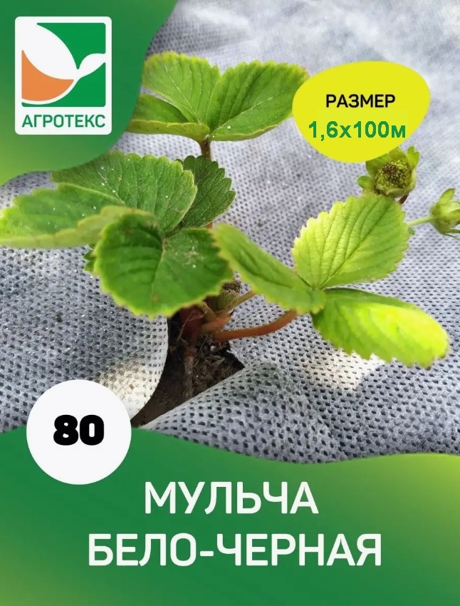 Агротекс укрывной материал ГМ-80/1.6х100чб, нетканый материал