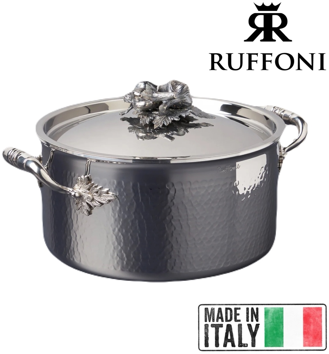 Кастрюля 6 л, RUFFONI Italy Opus Prima Hammered Steel 24 см сталь