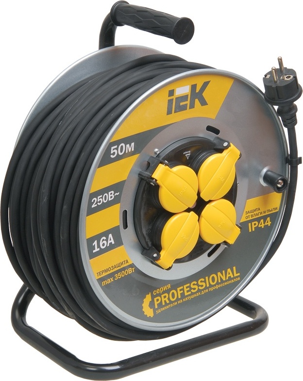 Купить Удлинитель на катушке IEK УК50 4 места Professional, 50 м в ...