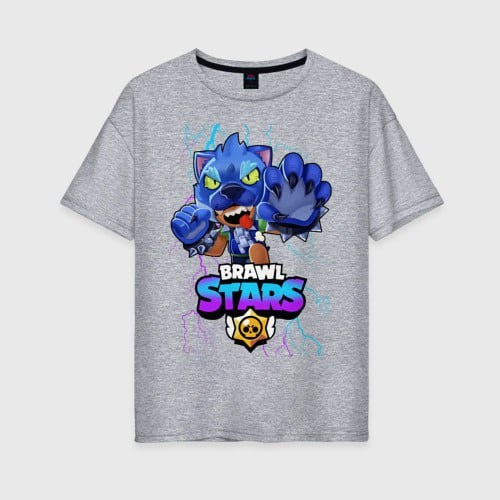 Футболка Бравл Старс Леон Оборотень Brawl Stars TMH_TREND.KZ серый