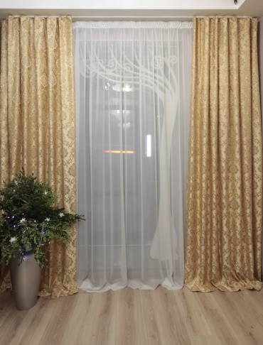 Портьеры Renaissance 300x290 см 2 шт, жаккард, золотистый