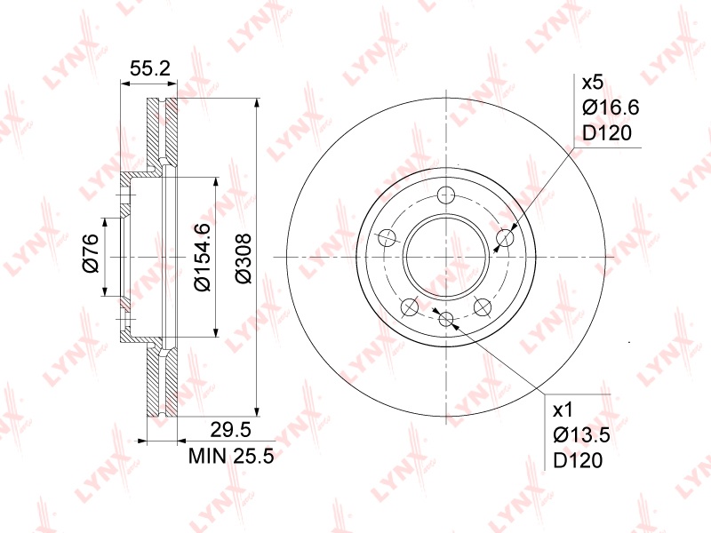 Диски LYNXauto передние BN1204