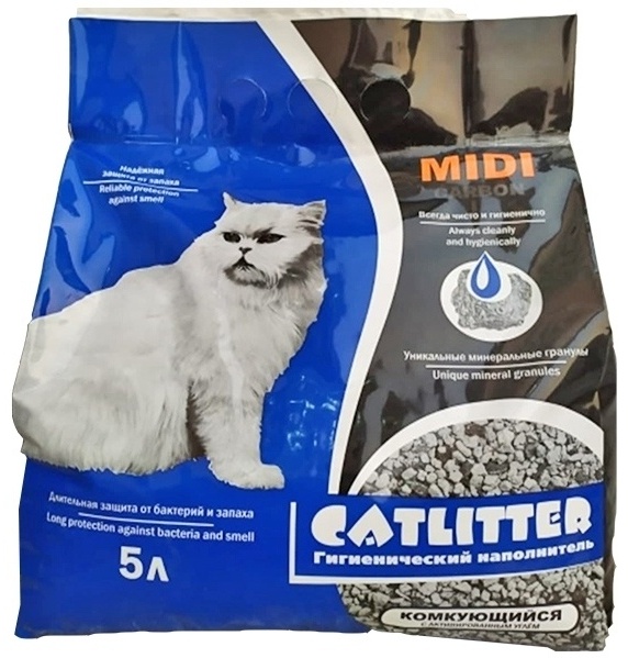 Купить Наполнитель Сибирская Кошка CATLITTER carbon MIDI комкующийся 5 ...
