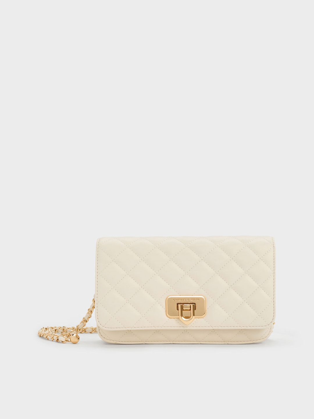 Клатч Charles & Keith искусственная кожа кремовый
