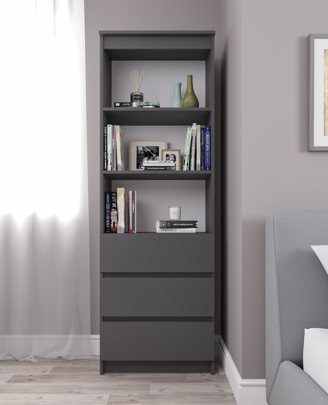 Купить Стеллаж напольный Mebels.kz, 60.4x35x179.6 см, графит в Алматы ...