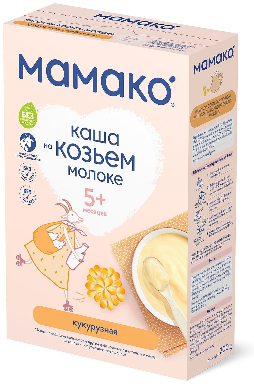 Купить Детская каша Мамако на козьем молоке кукурузная с 5 мес 200 гр в ...