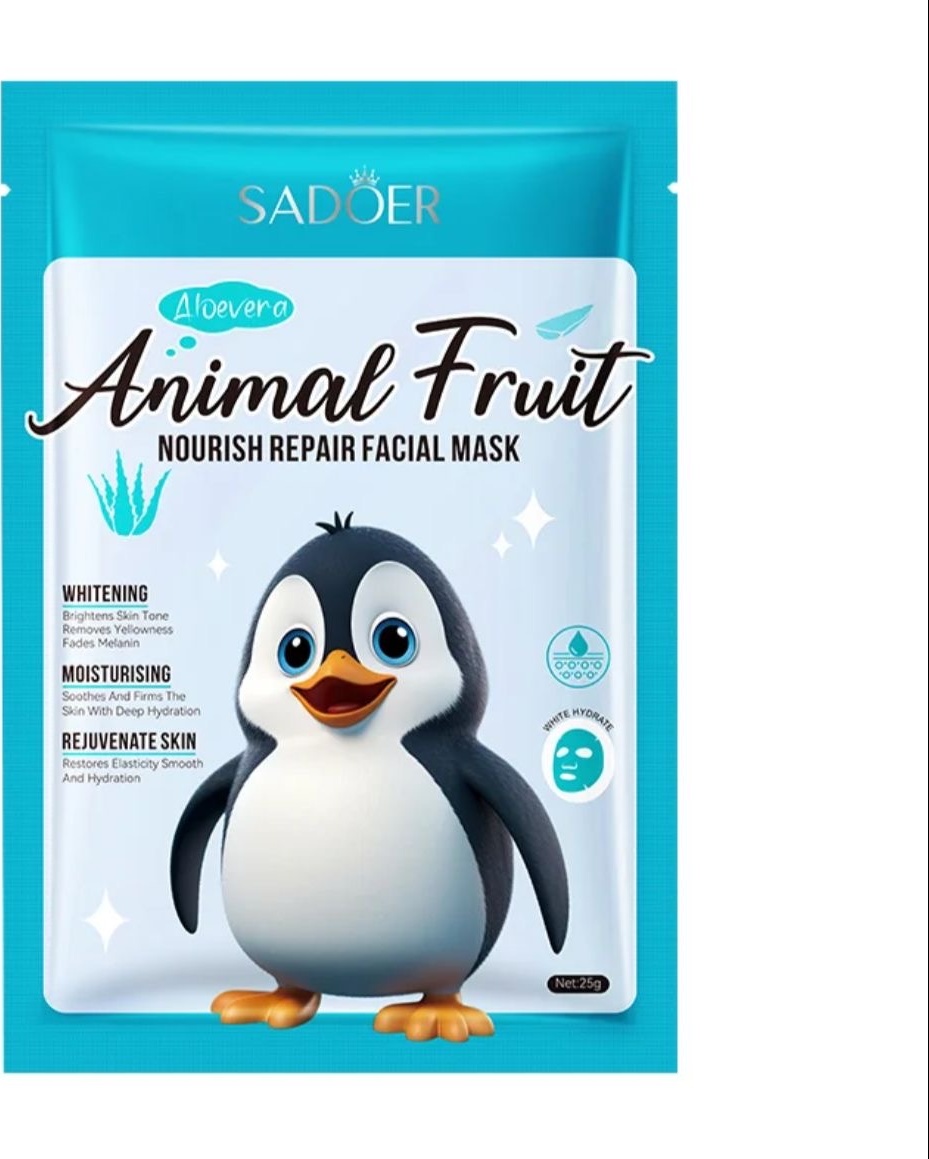 Маска для лица SADOER тканевая Animal fruit Aloe Vera 1 шт