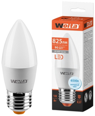 Wolta 10W E27, светодиодная, холодный белый