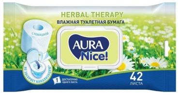 AurA влажная туалетная бумага 1-слойный 42 шт, бамбук