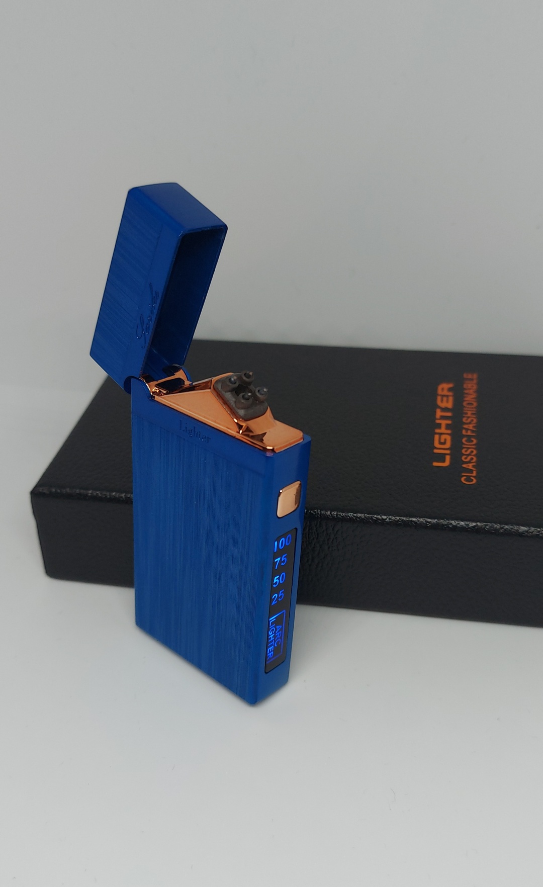 Электронная зажигалка Blue Vip 007, металлический сплав, ABS пластик