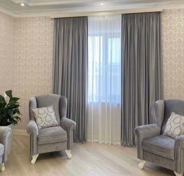 Комплект Zanaveska Almaty 400x270 см 3 шт, велюр, серый