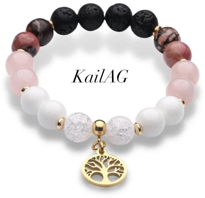 Jewelry длина 18 см натуральный камень, агат, кварц
