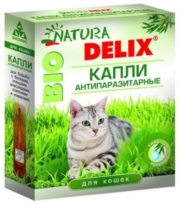 Natura Delix Bio Капли от блох, от клещей, от власоедов для кошек 2 флакона по 0,75 мл