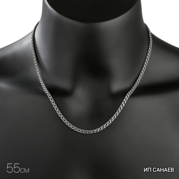 Кубачи БК.SANAYA 5555SUA длина 55, вес 11 серебро, плетение бисмарк