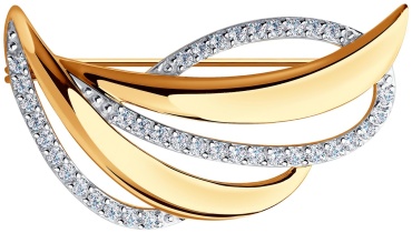 Брошь LUXOR JEWELRY LUXOR 040162_2,24 вес 2.24 г золото, фианит