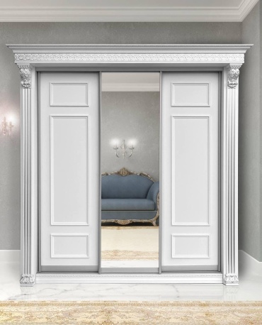 Шкаф-купе Мэри Мебель 520384, 283x240х77 см, белый, серый