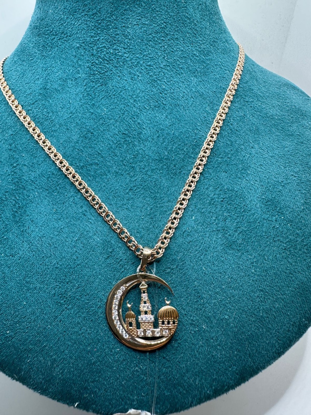 Подвеска Aizhan Gold Золотая подвеска, кулон , цепочка, цепь, алтын алқа, 585. Длина 55см. 6.2гр. Золото вес 6.2 г золото, фианит