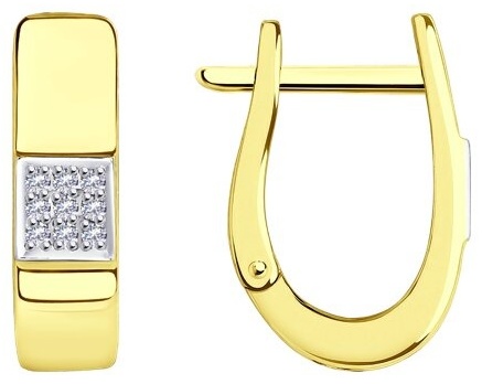 Серьги Diamant 53-220-01461-1 вес 2.29 г золото, бриллиант