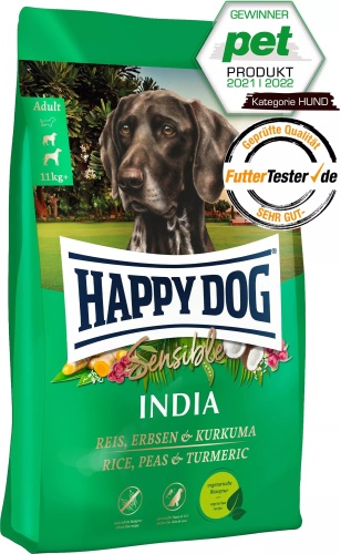 HAPPY DOG Sensible India с рисом, горохом и куркумой для взрослых всех пород 10 кг