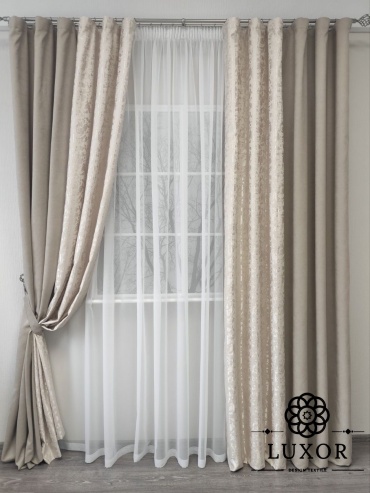 Комплект LUXOR Textile 250x280 см 2 шт, сетка, петек, белый, бежевый