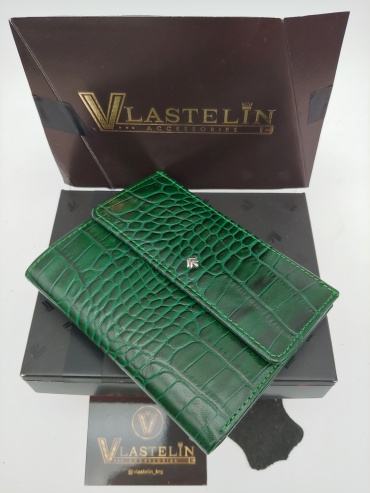 Кошелек Vlastelin металл, натуральная кожа зеленый
