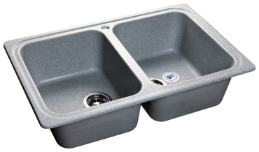 Кухонная мойка Gran-Stone GS-15 78.5х49.5х20 см, искусственный камень, тон темно-серый