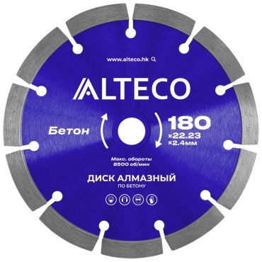 Диск отрезной алмазный 180x22.23х2.4 мм, ALTECO 66518