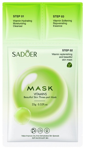 Маска для лица SADOER тканевая vitamins 1 шт