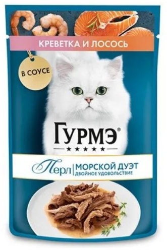Gourmet кусочки в соусе креветки, лосось 75 г 1 шт