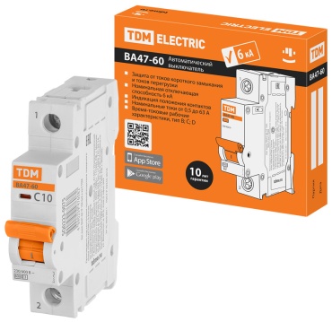 TDM ELECTRIC автоматический выключатель 1P 10 A, 6 кА, 230 В