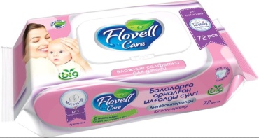 Детские влажные салфетки Flovell Care Bio 72 шт розовый