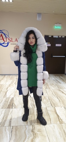 Парка ZIYA FURS синий, белый