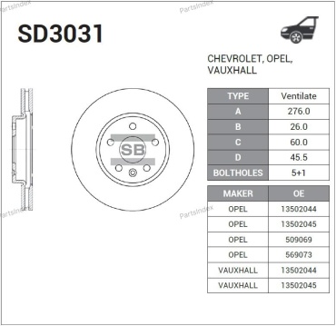 SANGSIN Диск Тормозной SD3031