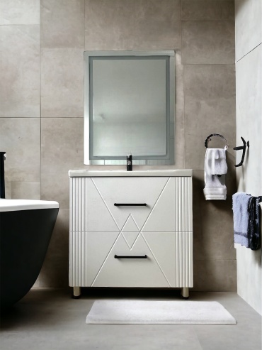 Комплект для ванной White Feather WF8085N (тумба под раковину, зеркало, раковина) белый