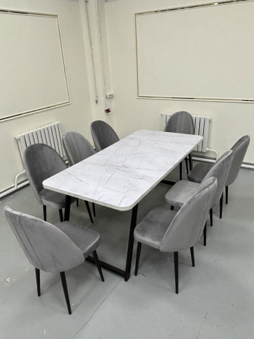 Комплект Lori, стол 180х90 см + 8 стульев, серый