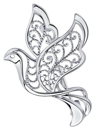 Брошь Diamant 94-140-00690-1 вес 2.34 г серебро, без вставок