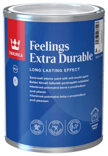 Tikkurila акриловая Feelings Extra Durable, влагостойкая, моющайся, 0.9л, цвет белый