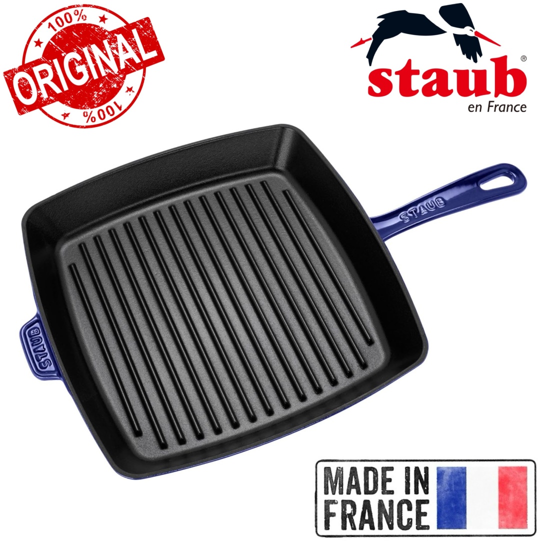 Сковорода гриль Staub France Dark Blue 30 см с антипригарным покрытием, чугун