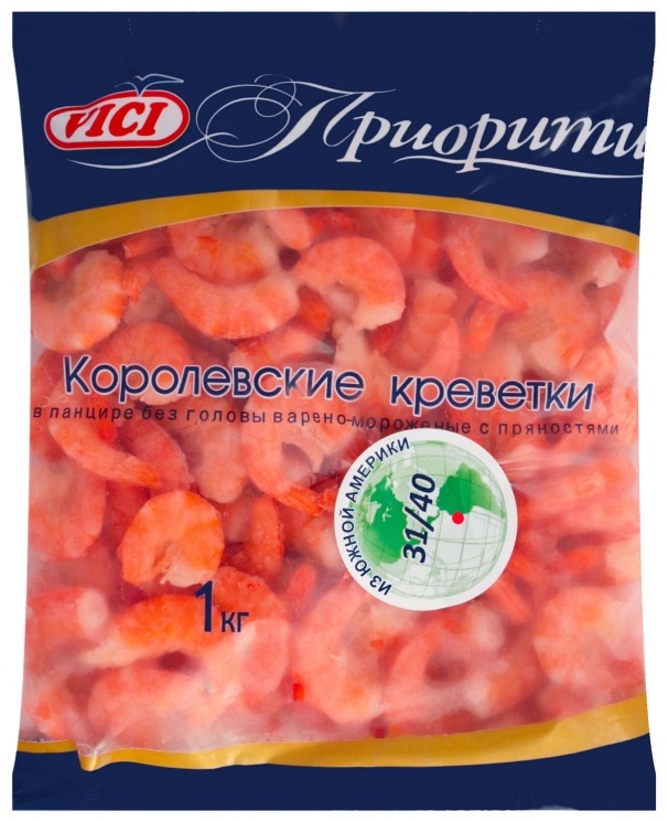 Купить Креветки Vici королевские в панцире без головы 30-40 шт 1 кг в ...