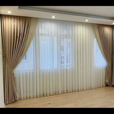Комплект Shtor Alemi TDK 600x270 см 2 шт, сетка, велюр, бежевый