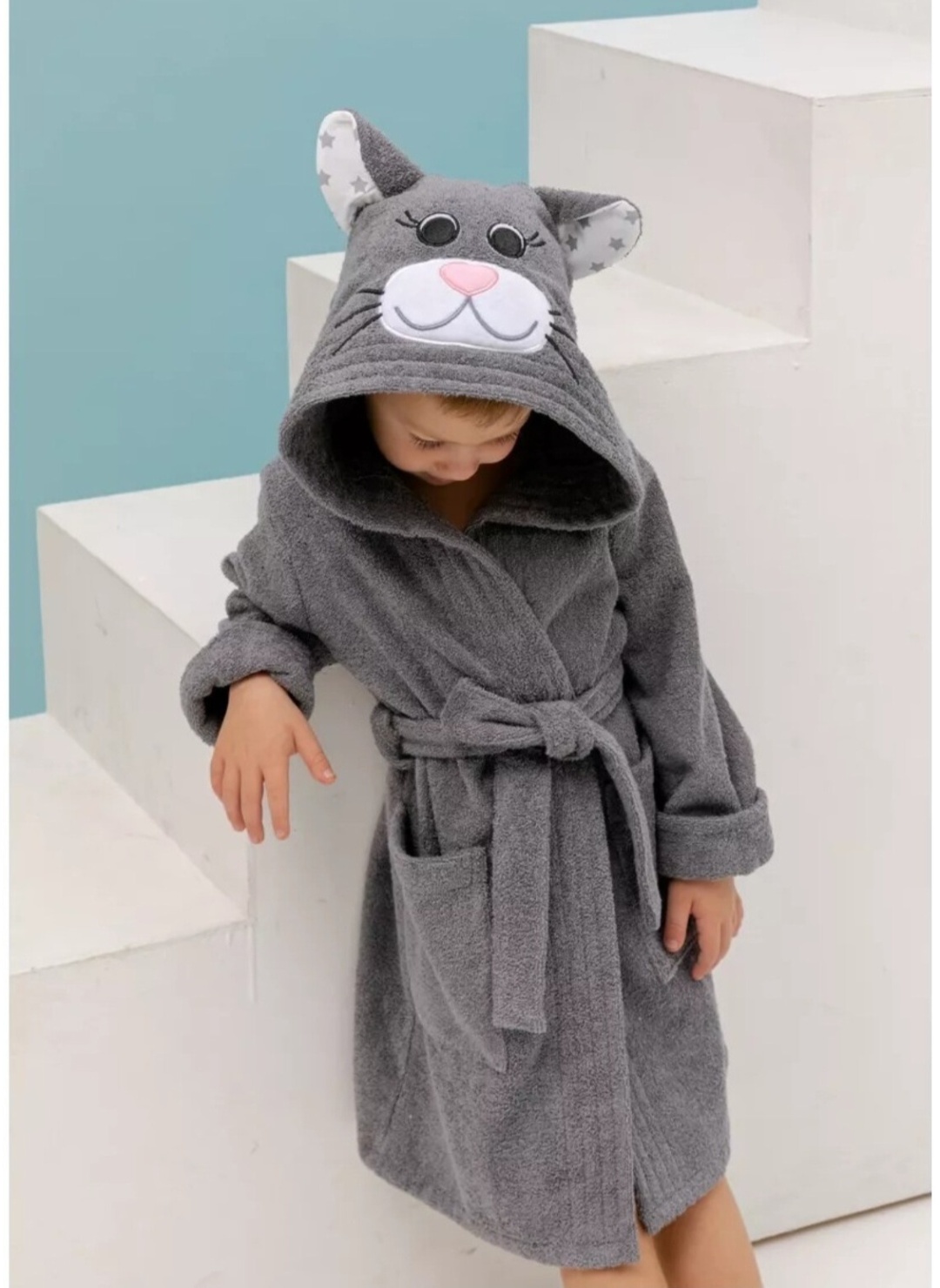 Махровый халат Fluffy Bunny графит