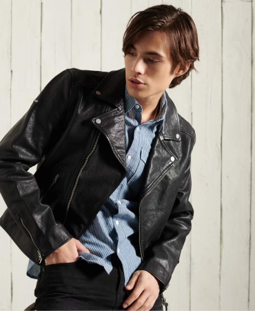 Кожаная куртка Superdry черный