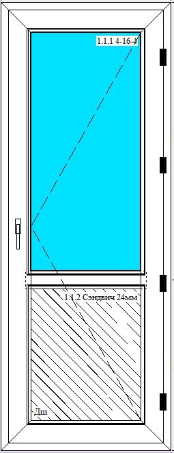 Дверь входная правая 210x80 см, однокамерный стеклопакет
