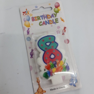 Свеча Birthday candles цифра 8, 1 шт 7 см