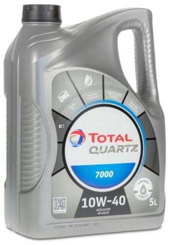 Моторное масло Total Quartz 7000 полусинтетическое 10W-40 для дизельного и бензинового двигателя легкового и грузового транспорта, 5 л