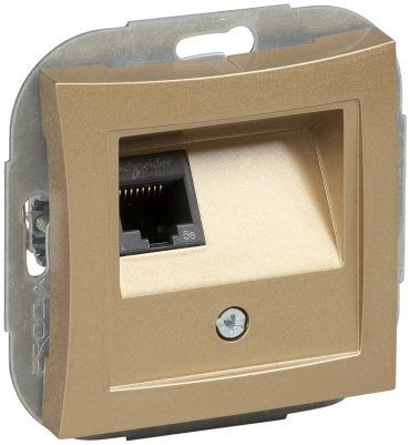 Schneider Electric встраиваемая Розетка компьютерная RJ45 категория 5E, механизм, шампань, Дуэт, WDE000483, компьютерный (RJ45) цвет золотистый