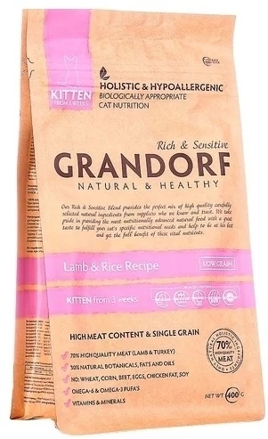 Купить Корм GRANDORF Lamb&Rice Kitten ягненок и рис ягненок, рис 0.4 кг ...