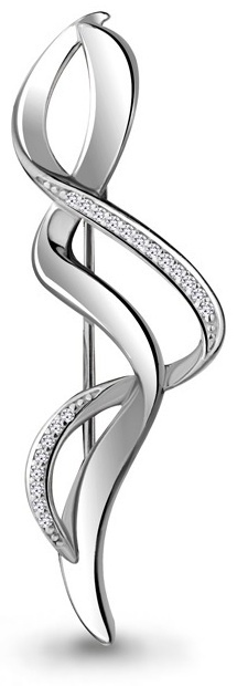 Брошь AQUAMARINE 72571А вес 2.91 г серебро, фианит
