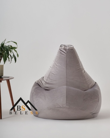 Кресло-мешок Beless XL/130X90BHT, чехол велюр, бархат, серый
